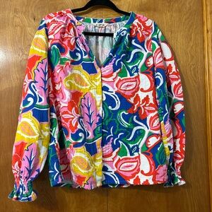 Boden Multicolor Floral Button-Front Blouse